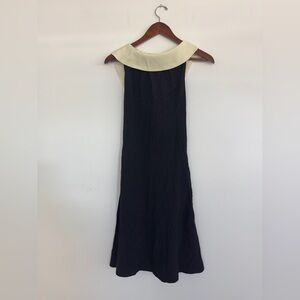 Daniela Corte Black & Ivory Silk Halter Mini Dress – Crisscross Back